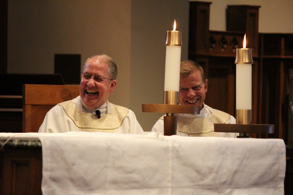 Rev. Lingan, S.J. and Rev. Schenden, S.J. during the mass.