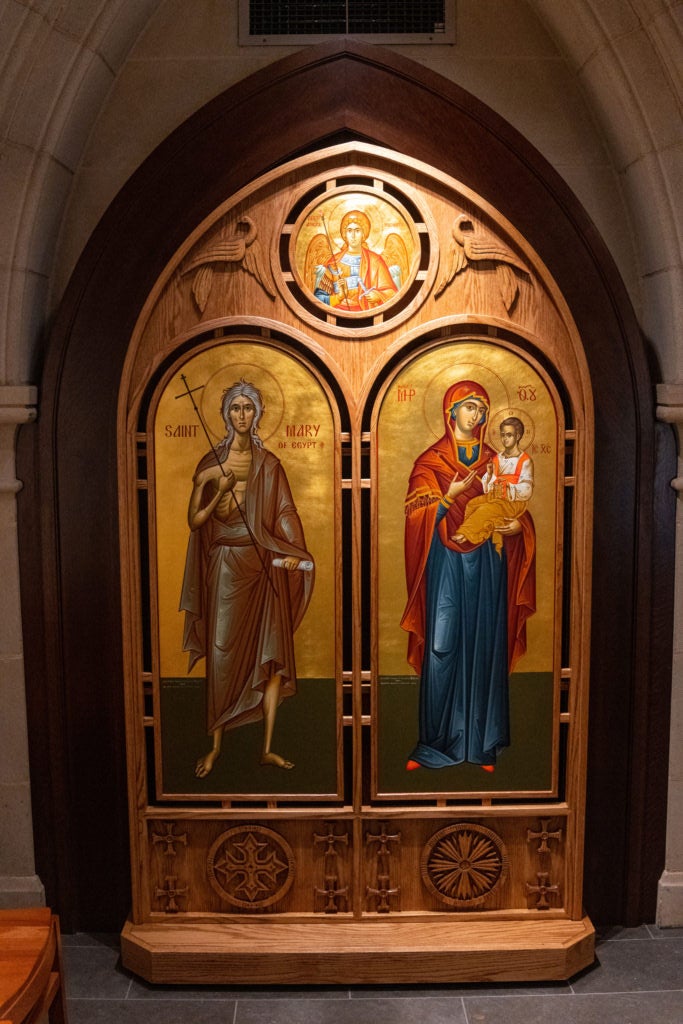Left panel depicting the Mother of God, Theotokos, and St. Mary of Egypt
