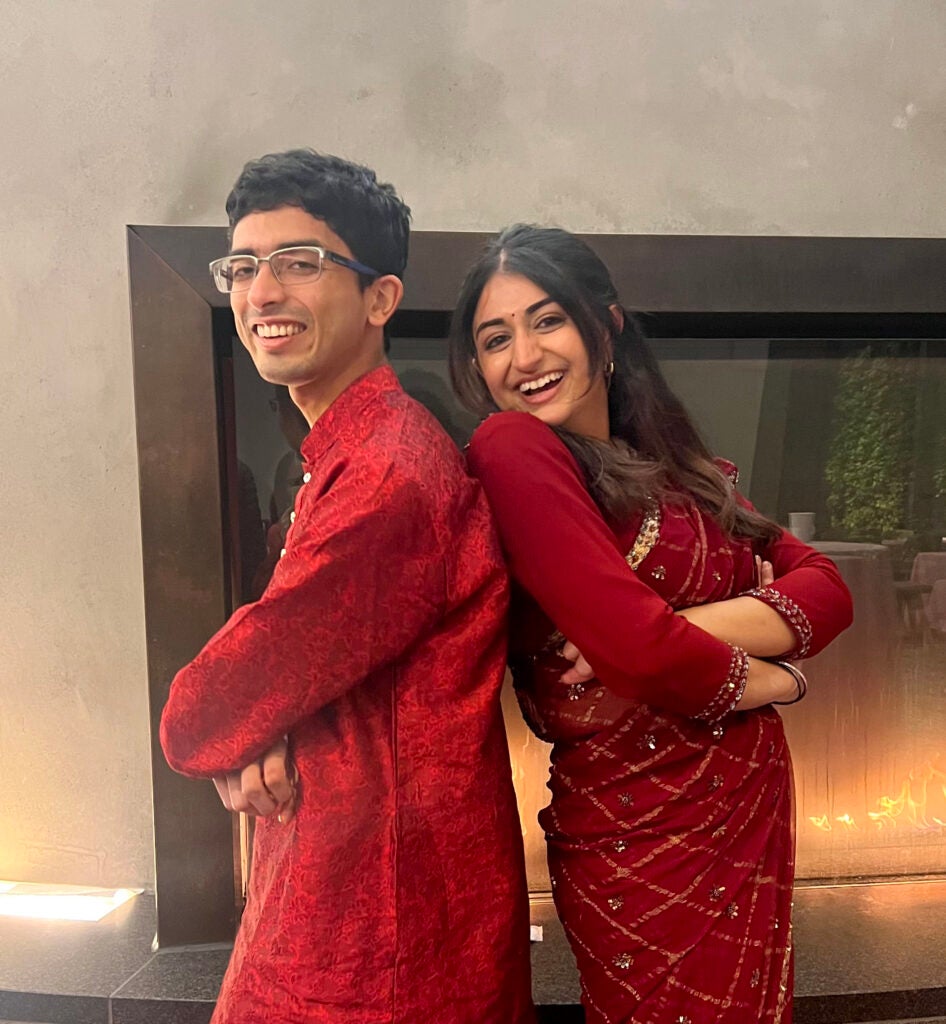 Sanchi Rohira and a fellow student at the Diwali celebrations 