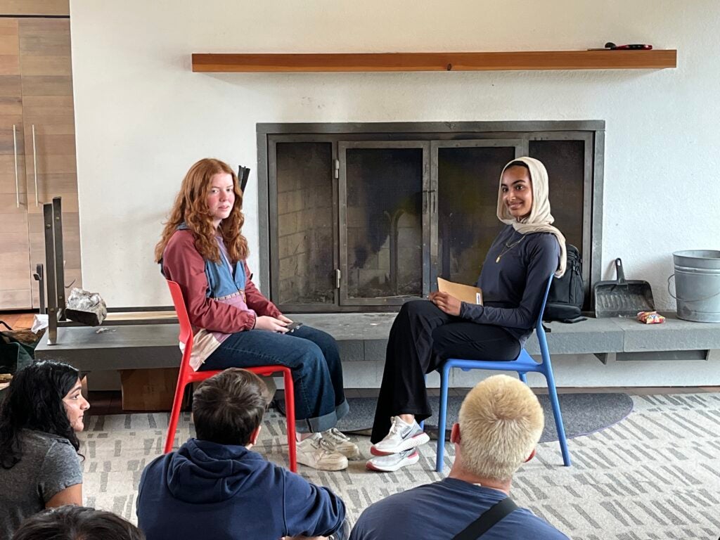 Raha Murtuza and Colleen Schweninger in conversation during group activity