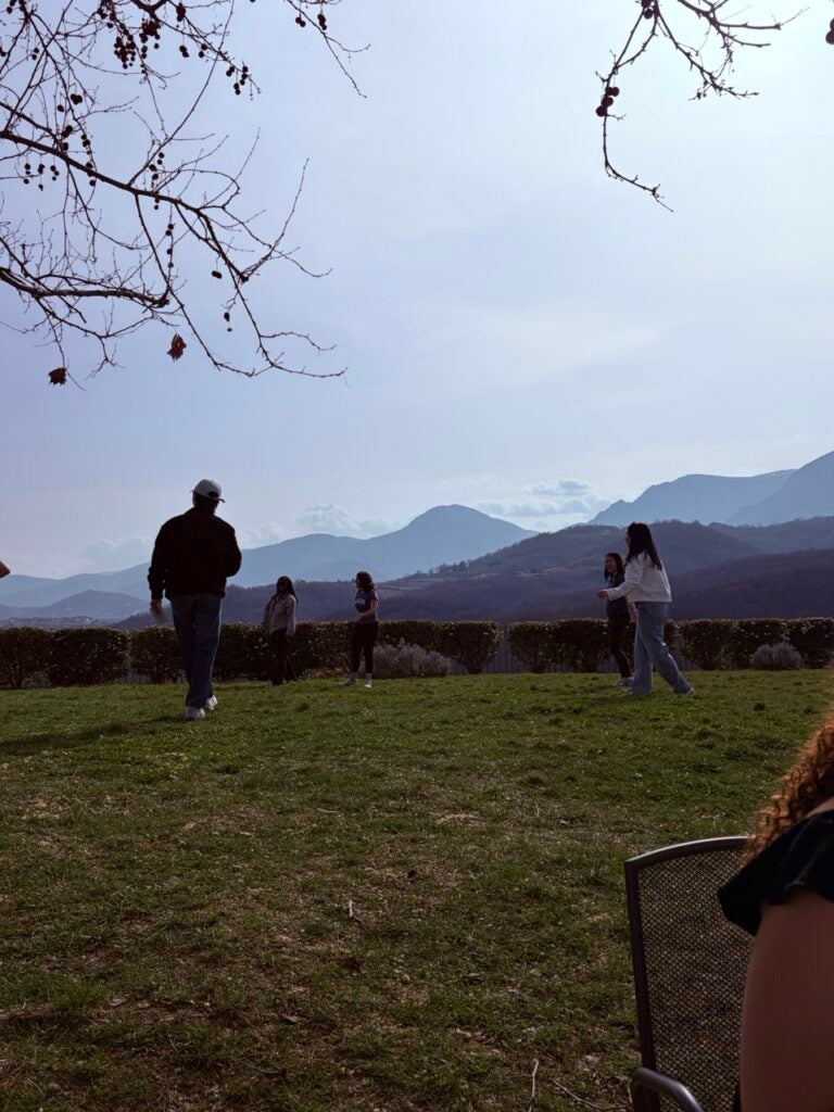 Students playing a game of soccer